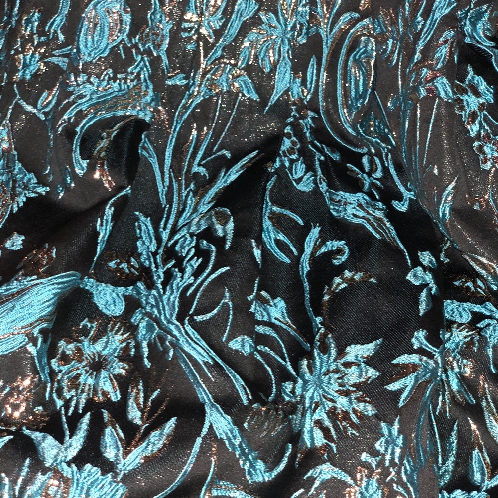 {ModCloth} Gorgeous Black Gold Teal Brocade Dress - Picture 6 of 6
